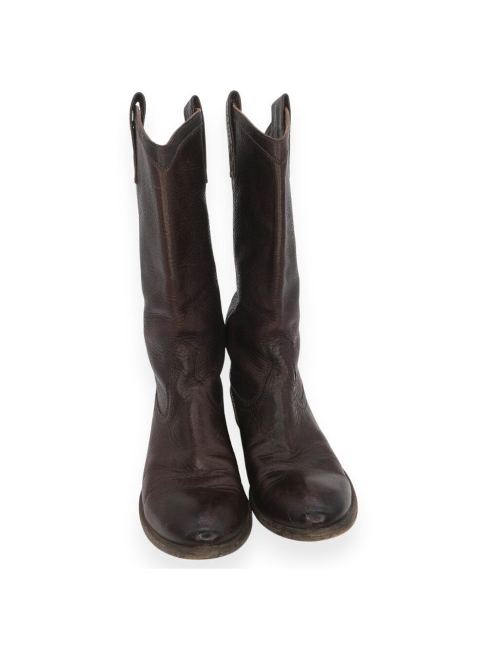 Frye Brown Leather Mid-Calf Heeled Boots - Picture 3 of 12